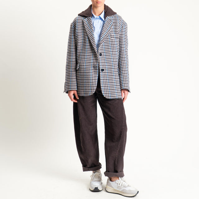 Tensione in-Pantalone barrel in velluto 500 righe - moro