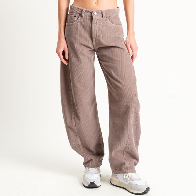 Tensione in-Pantalone barrel in velluto 500 righe - taupe