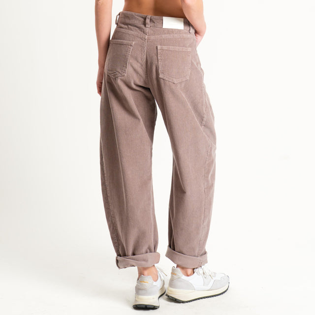 Tensione in-Pantalone barrel in velluto 500 righe - taupe
