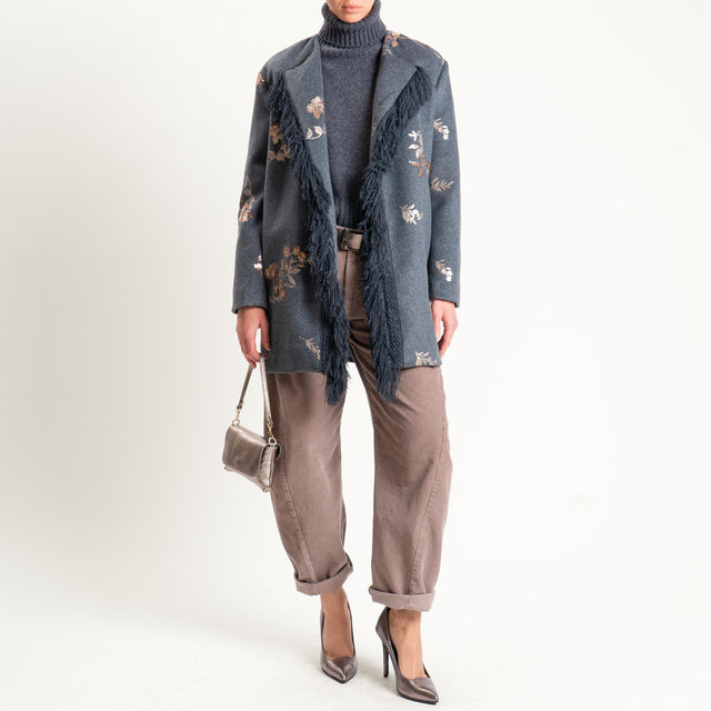 Tensione in-Pantalone barrel in velluto 500 righe - taupe