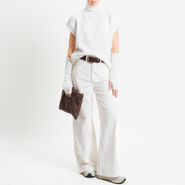 Tensione in-Pantalone wide velluto mille righe - panna