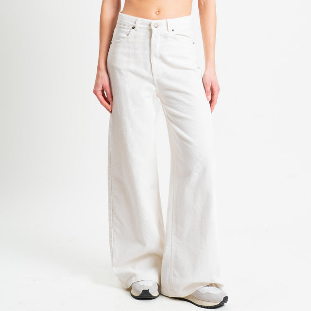 Tensione in-Pantalone wide velluto mille righe - panna