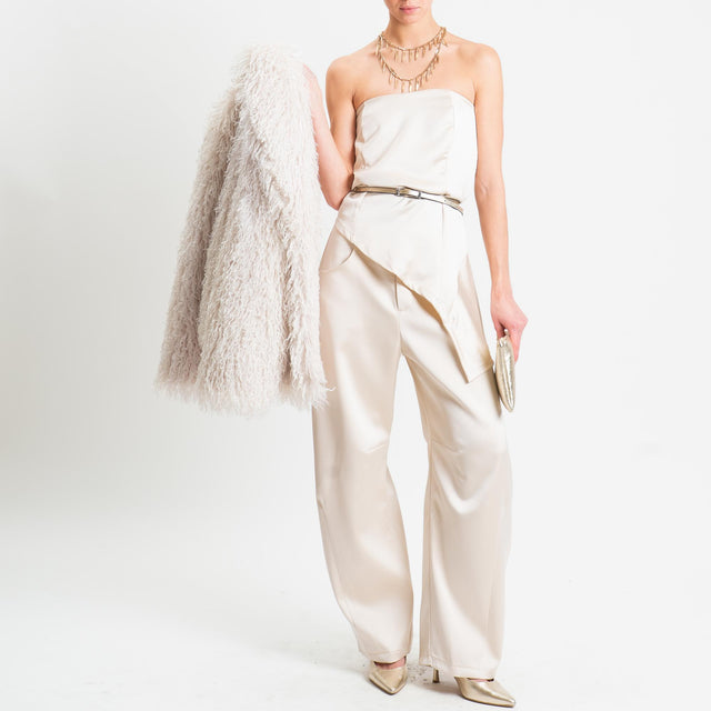 Tensione in-Pantalone barrel in satin - avorio