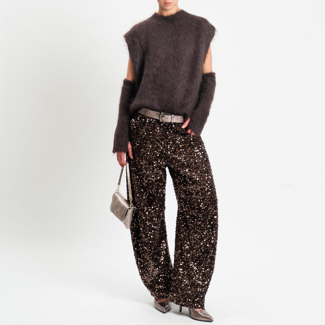 Tensione in-Pantalone barrel con paillettes - moro