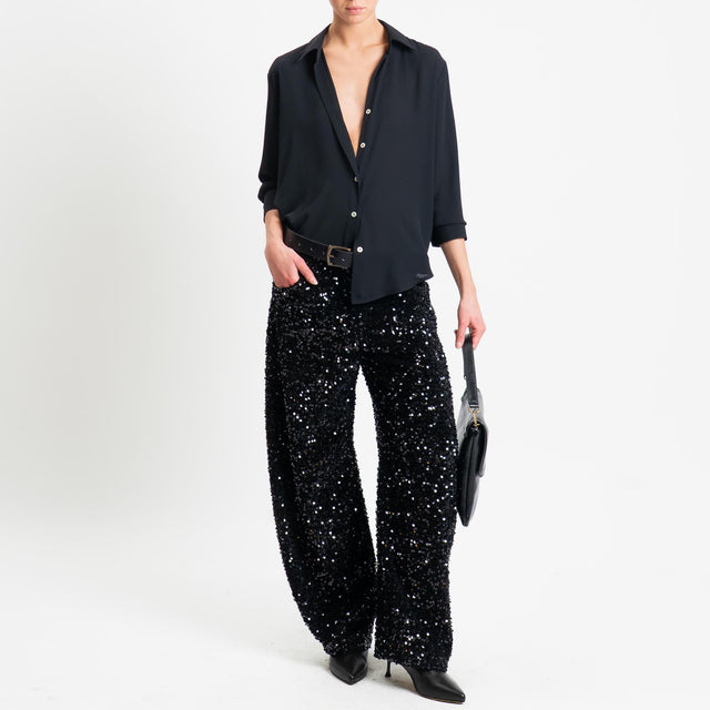 Tensione in-Pantalone barrel con paillettes - nero