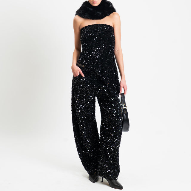 Tensione in-Pantalone barrel con paillettes - nero