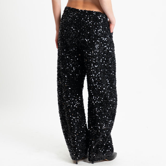 Tensione in-Pantalone barrel con paillettes - nero