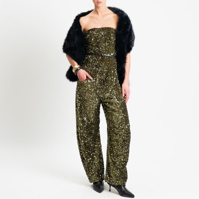Tensione in-Pantalone barrel con paillettes - militare