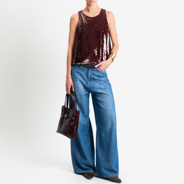 Tensione in-Top paillettes bottone dietro - Bordeaux