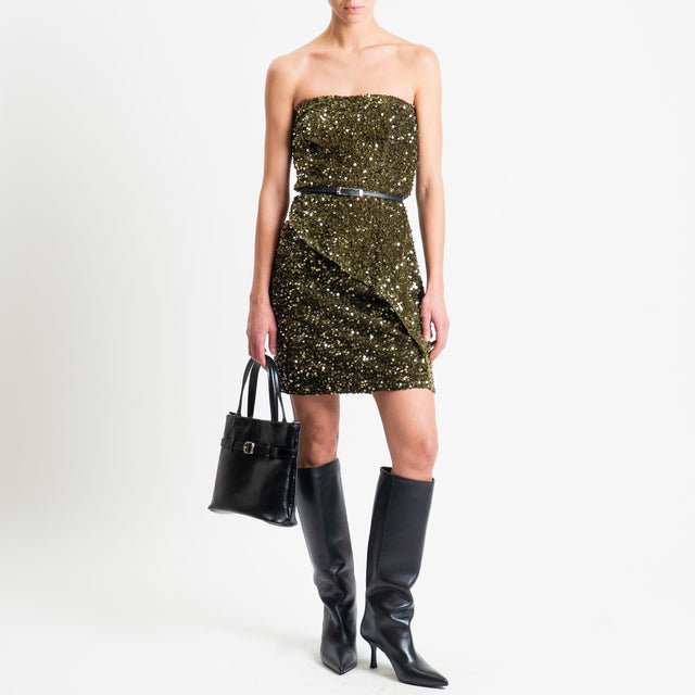 Tensione in-Top a fascia paillettes asimmetrica - militare