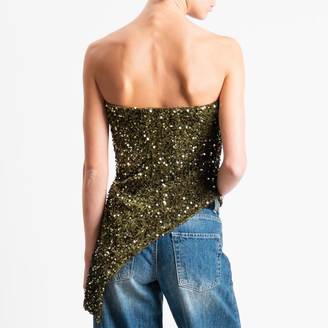 Tensione in-Top a fascia paillettes asimmetrica - militare