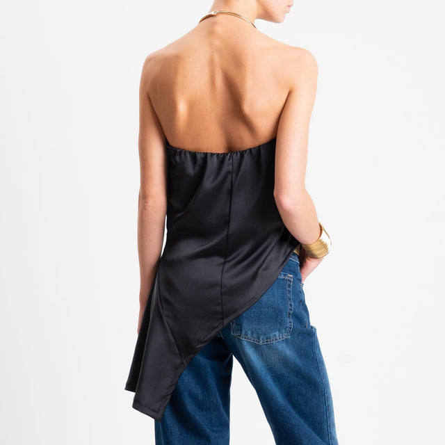 Tensione in-Top a fascia asimmetrica in satin - nero