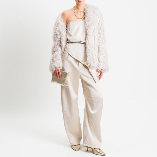 Tensione in-Top a fascia asimmetrica in satin - avorio