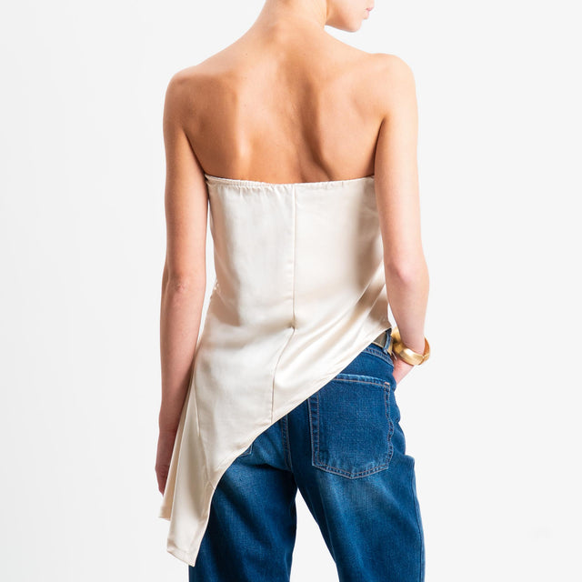 Tensione in-Top a fascia asimmetrica in satin - avorio