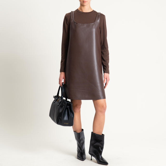 Tensione in-Abito similpelle + T-shirt a righe - moro/nero