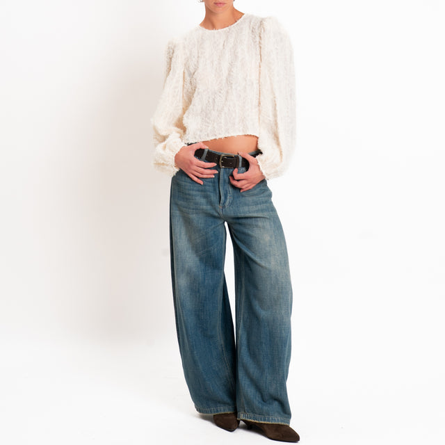 Tensione in-Blusa dettaglio tulle - burro