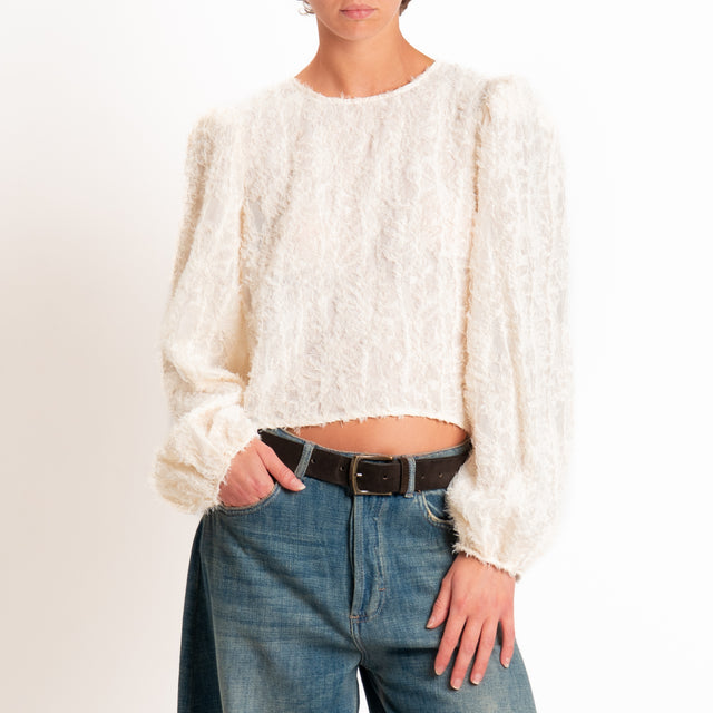 Tensione in-Blusa dettaglio tulle - burro