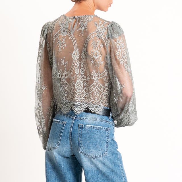 Tensione in-Blusa in pizzo manica palloncino - grigio