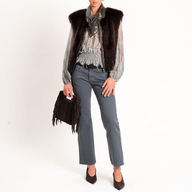 Tensione in-Blusa in pizzo bottone dietro - grigio