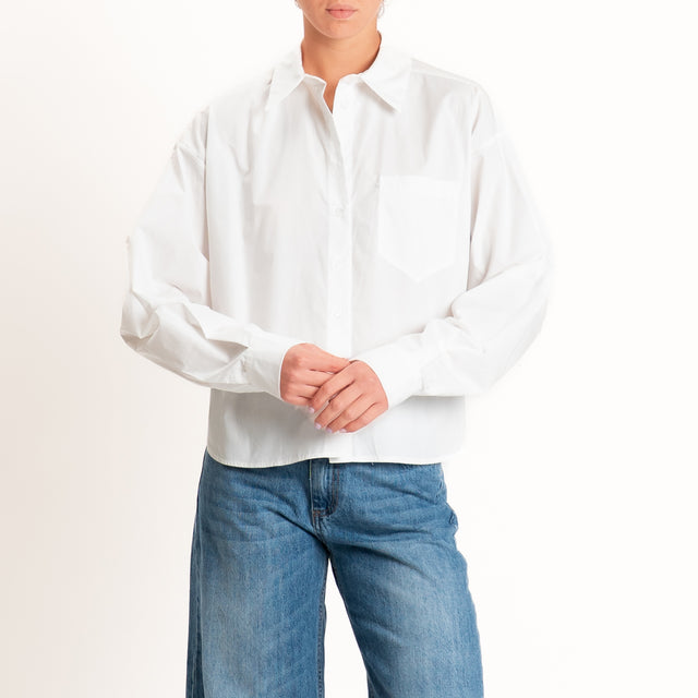 Tensione in-Camicia con taschino corta davanti - bianco
