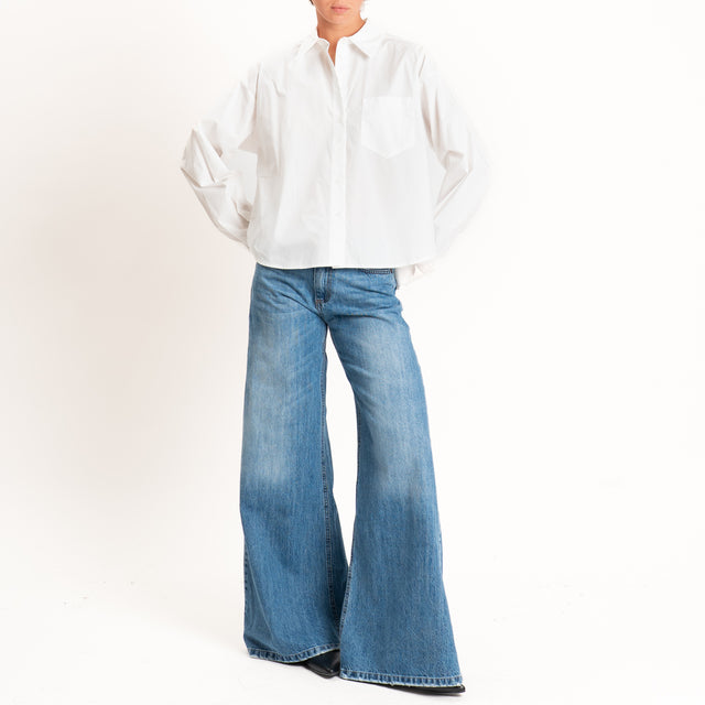 Tensione in-Camicia con taschino corta davanti - bianco