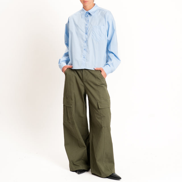 Tensione in-Camicia con taschino corta davanti - cielo