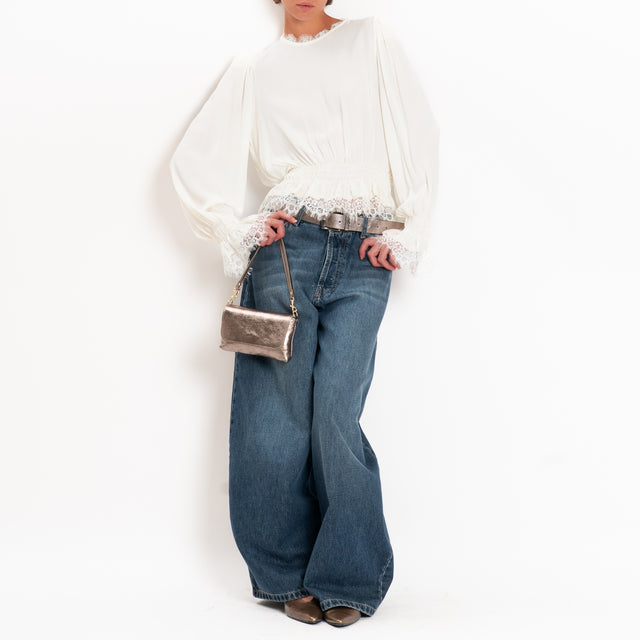 Tensione in-Blusa con pizzo elastico - burro