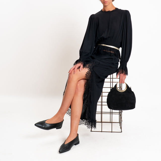Tensione in-Blusa con pizzo elastico - Nero