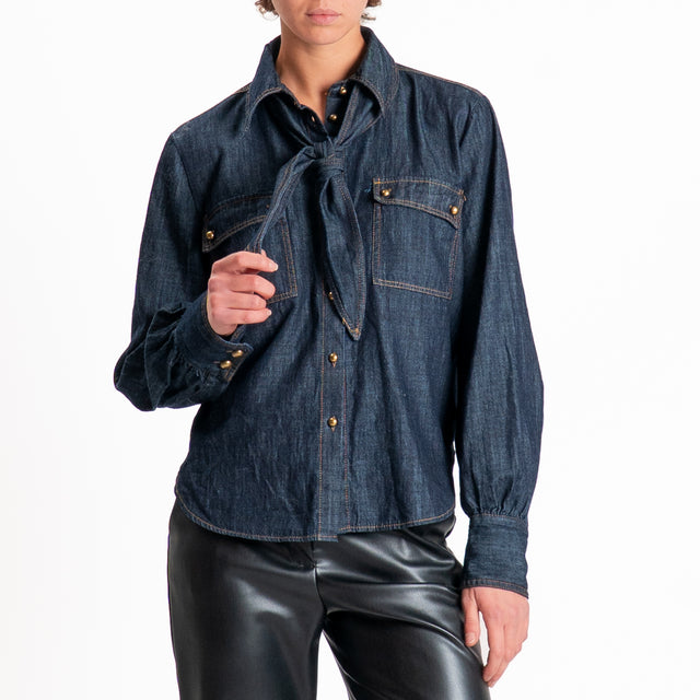 Tensione in-Camicia jeans con cravatta - denim scuro