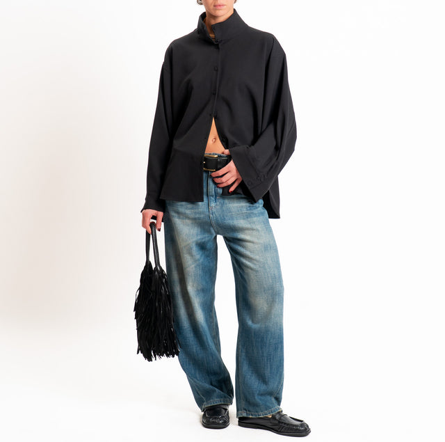 Tensione in-Camicia over tessuto elasticizzato - nero