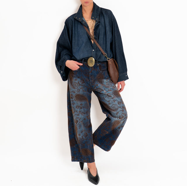 Tensione in-Camicia jeans collo montato - denim scuro