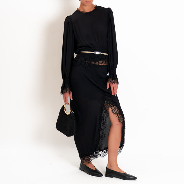 Tensione in-Gonna spacco laterale con pizzo - nero