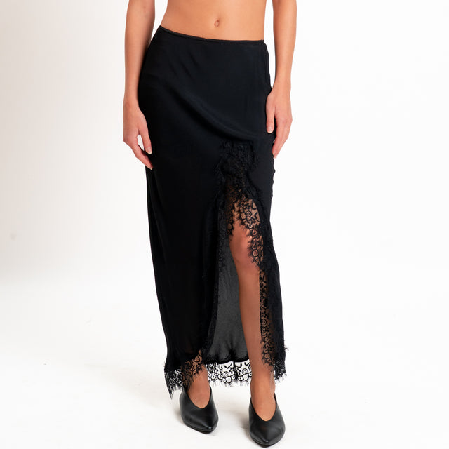 Tensione in-Gonna spacco laterale con pizzo - nero