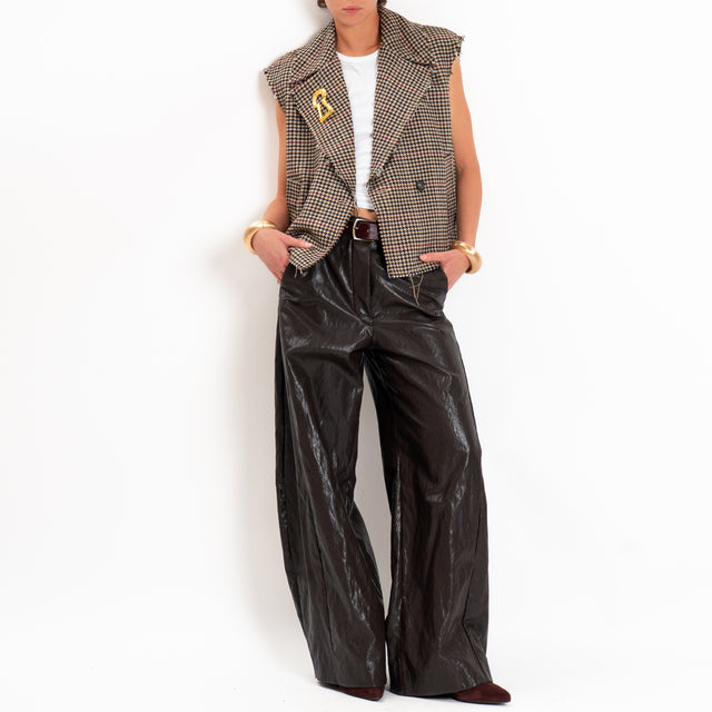 Tensione in-Gilet doppiopetto pied de poule - sand/nero/vino