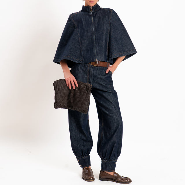 Tensione in-Giacca cappa jeans con zip - denim scuro
