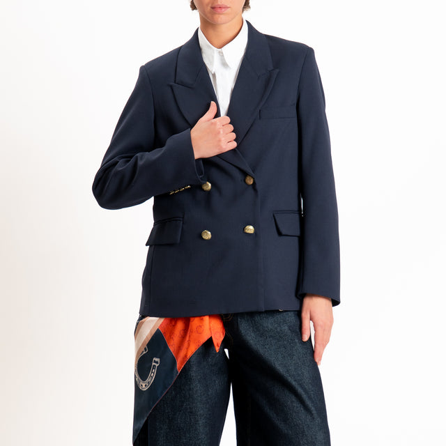 Tensione in-Giacca doppiopetto con foulard - blu