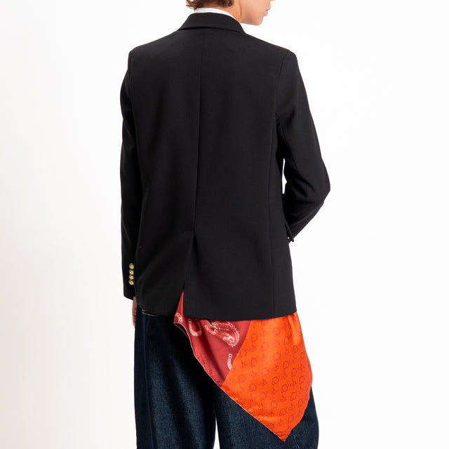 Tensione in-Giacca doppiopetto con foulard - nero