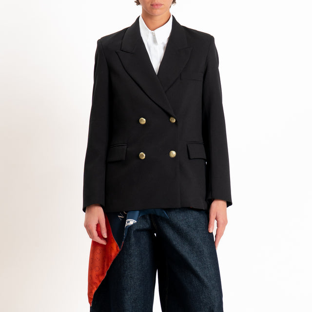 Tensione in-Giacca doppiopetto con foulard - nero