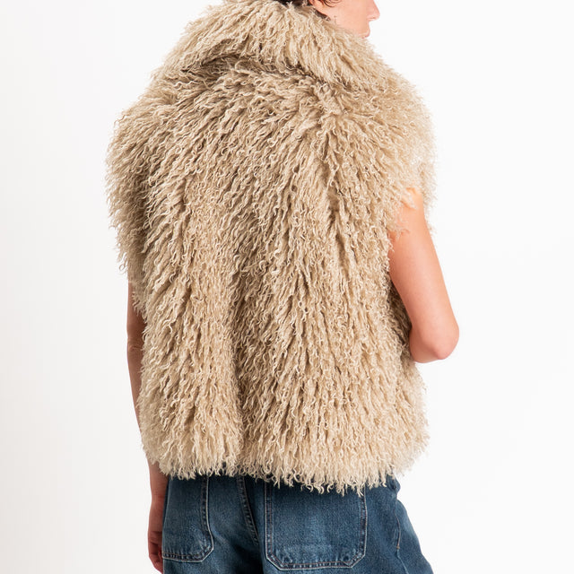 Tensione in-Gilet ecomongolia un bottone - beige