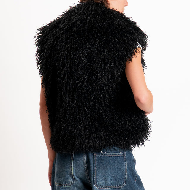 Tensione in-Gilet ecomongolia un bottone - nero