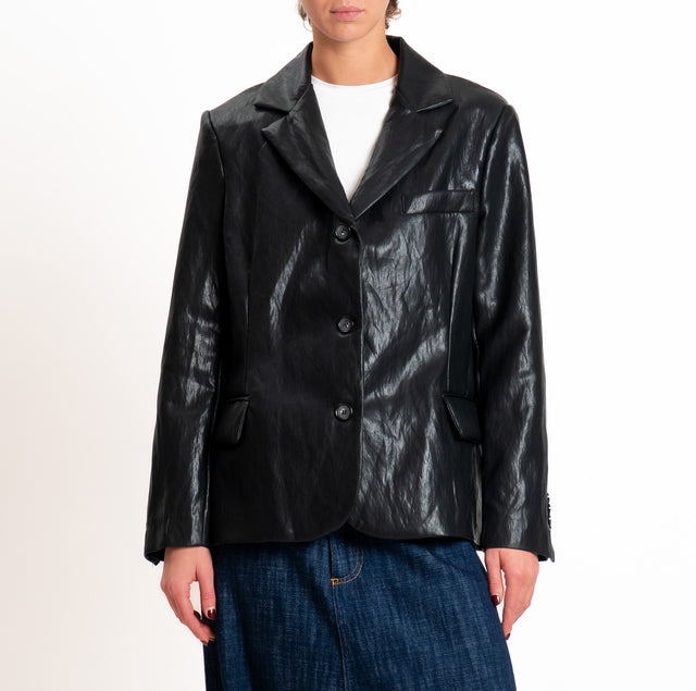Tensione in-Giacca similpelle con frange - nero