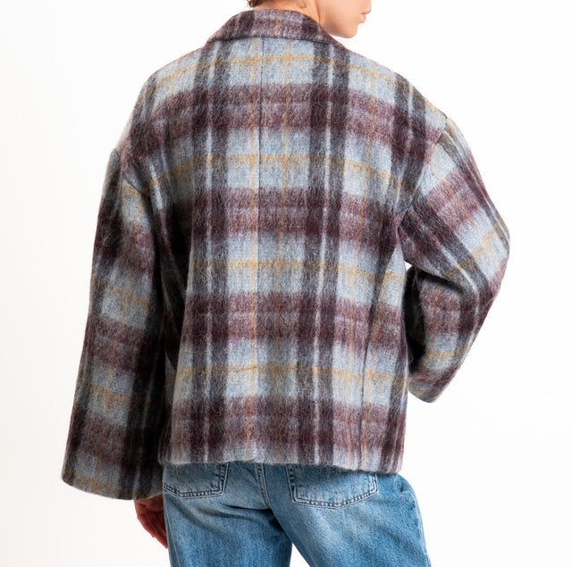 Tensione in-Giacca check LANA/ALPACA - polvere/bordeaux/olio