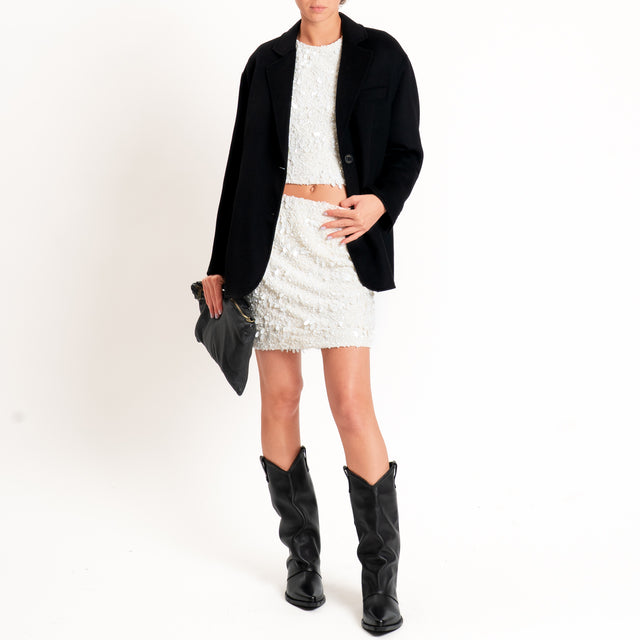 Tensione in-Blusa paillettes bottone dietro - panna