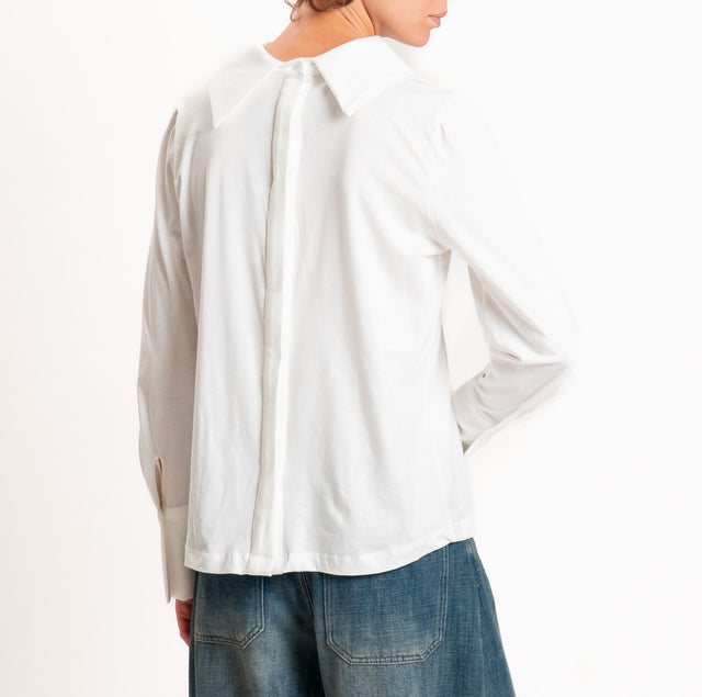 Tensione in-T-shirt in jersey bottoni dietro - latte