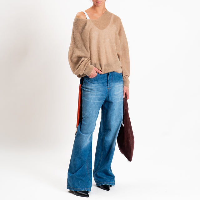 Tensione in-Jeans wide leg con foulard - denim