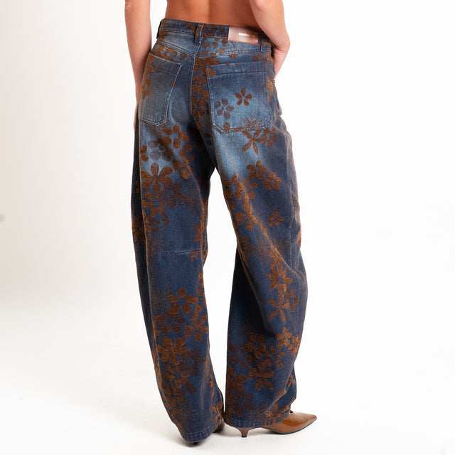 Tensione in-Jeans barrel stampa floreale - denim/moro