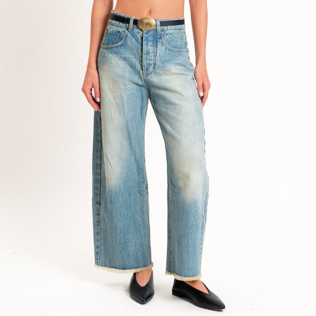 Tensione in-Jeans sfrangiato con cintura - denim