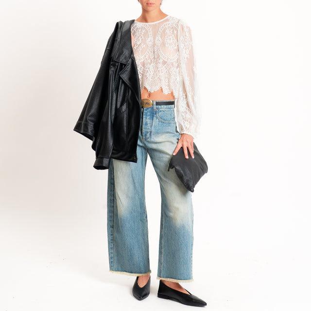 Tensione in-Jeans sfrangiato con cintura - denim
