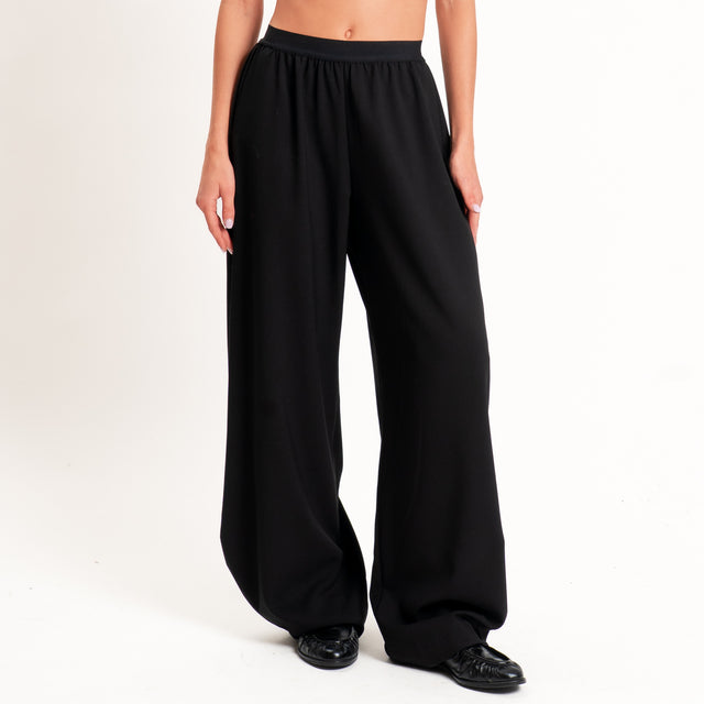 Tensione in-Pantalone wide leg elastico in vita - nero