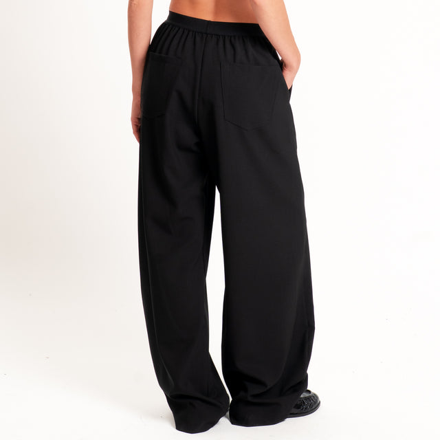 Tensione in-Pantalone wide leg elastico in vita - nero